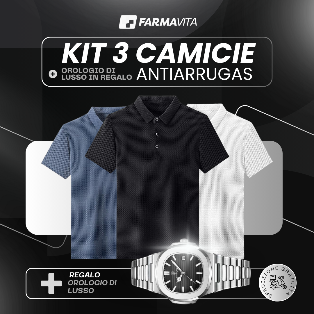 Kit Di 3 Camice Antipiega + Orologio di Lusso in Regalo